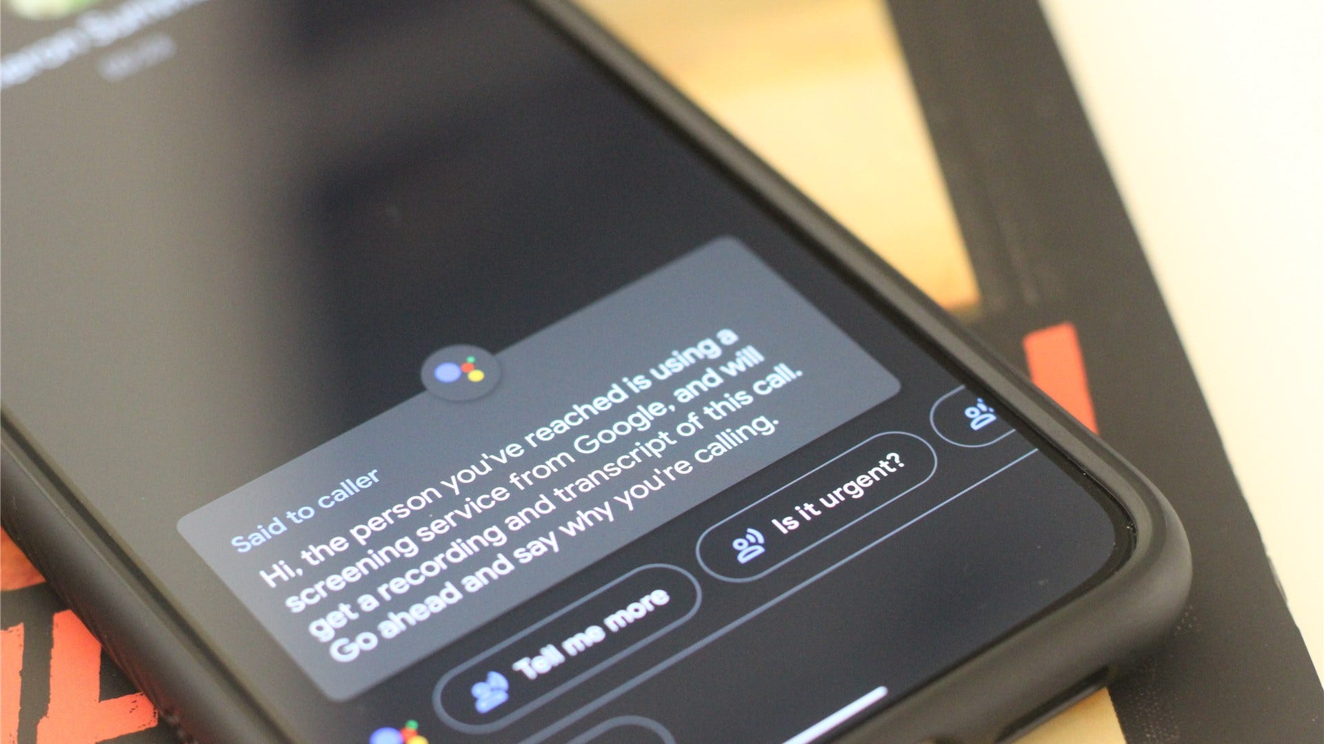 Un'immagine della finestra di dialogo Schermata di chiamata su Pixel 5