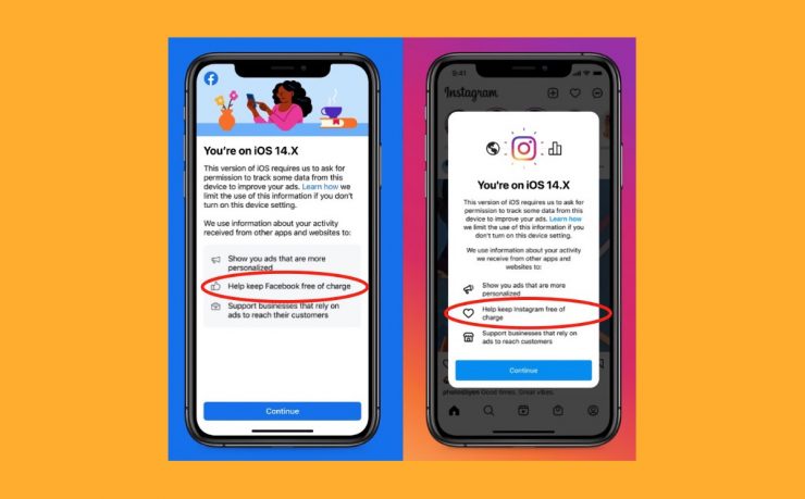 Facebook e Instagram chiedono agli utenti iPhone di abilitare il monitoraggio