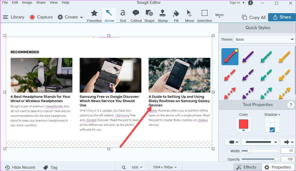 Miglior software di cattura dello schermo per Windows 10 snagit2