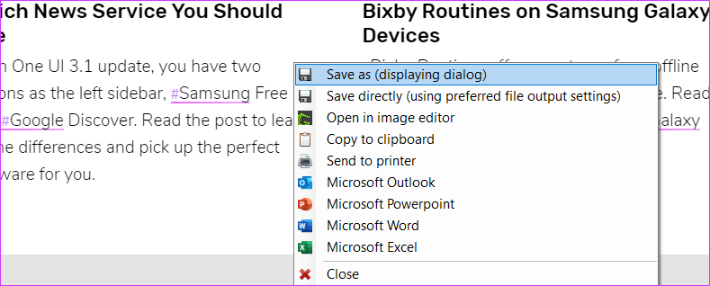 Miglior software di cattura dello schermo per Windows 10 greenshot2