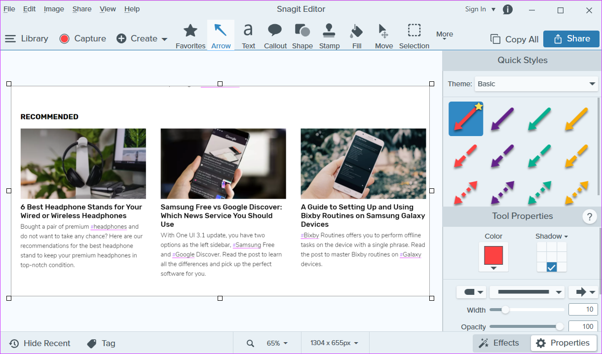 Miglior software di cattura dello schermo per Windows 10 snagit
