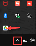 Barra delle applicazioni Freccia su Area di notifica Icona di Google Drive Clic destro