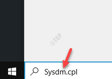 Avvia la barra di ricerca di Windows Sysdm.cpl