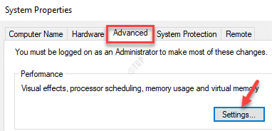 System Properties Advanced Performance Settings