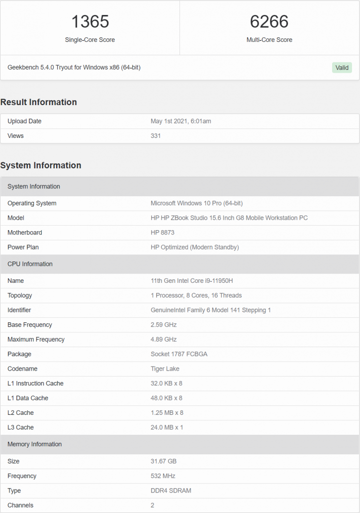 Intel Tiger Lake-H Core i9-11950H CPU Powered ASUS ROG Zephyrus e HP ZBook Laptops Spotted