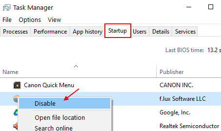 Disable Startup Min