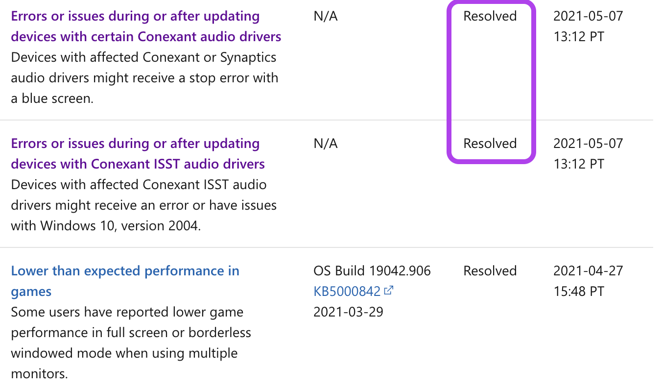 installa Windows 10 20h2 bug noti