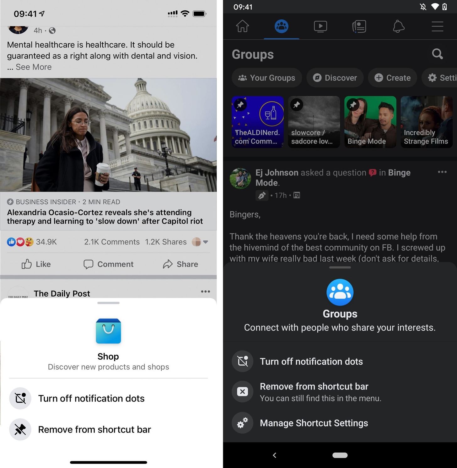 Elimina schede indesiderate e avvisi da Barra di navigazione di Facebook per rimuovere punti negozio, gruppi, notizie, orologio e notifiche