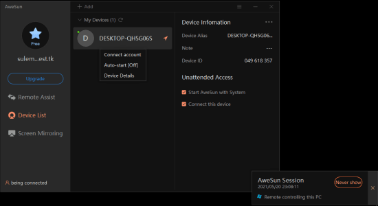 Software desktop remoto con mirroring dello schermo, registrazione desktop