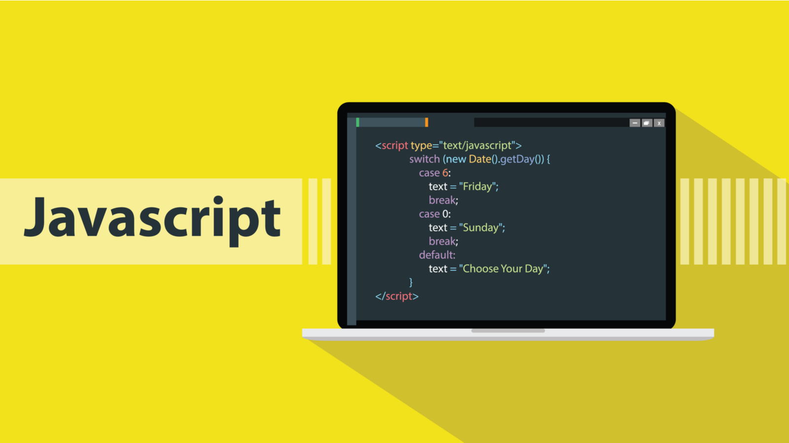 Linguaggio di programmazione JavaScript con codice script sullo schermo del laptop