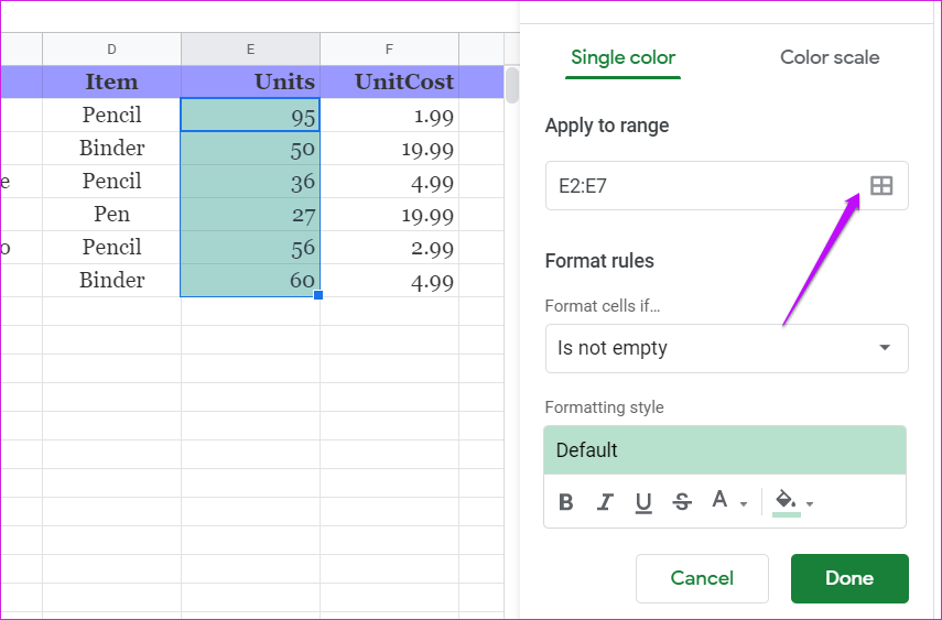 Guida all'utilizzo della formattazione condizionale in Fogli Google 5