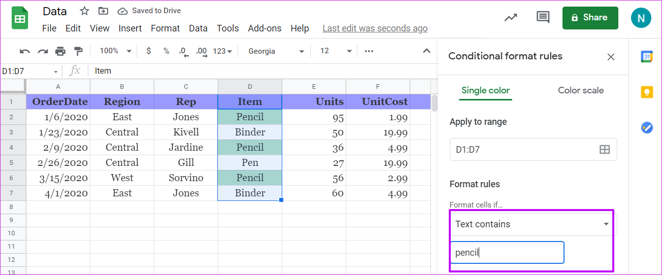 Guida all'utilizzo della formattazione condizionale in Fogli Google 3