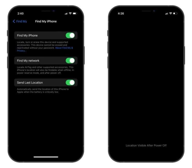 posizione iPhone monitoraggio spegnimento iOS 15