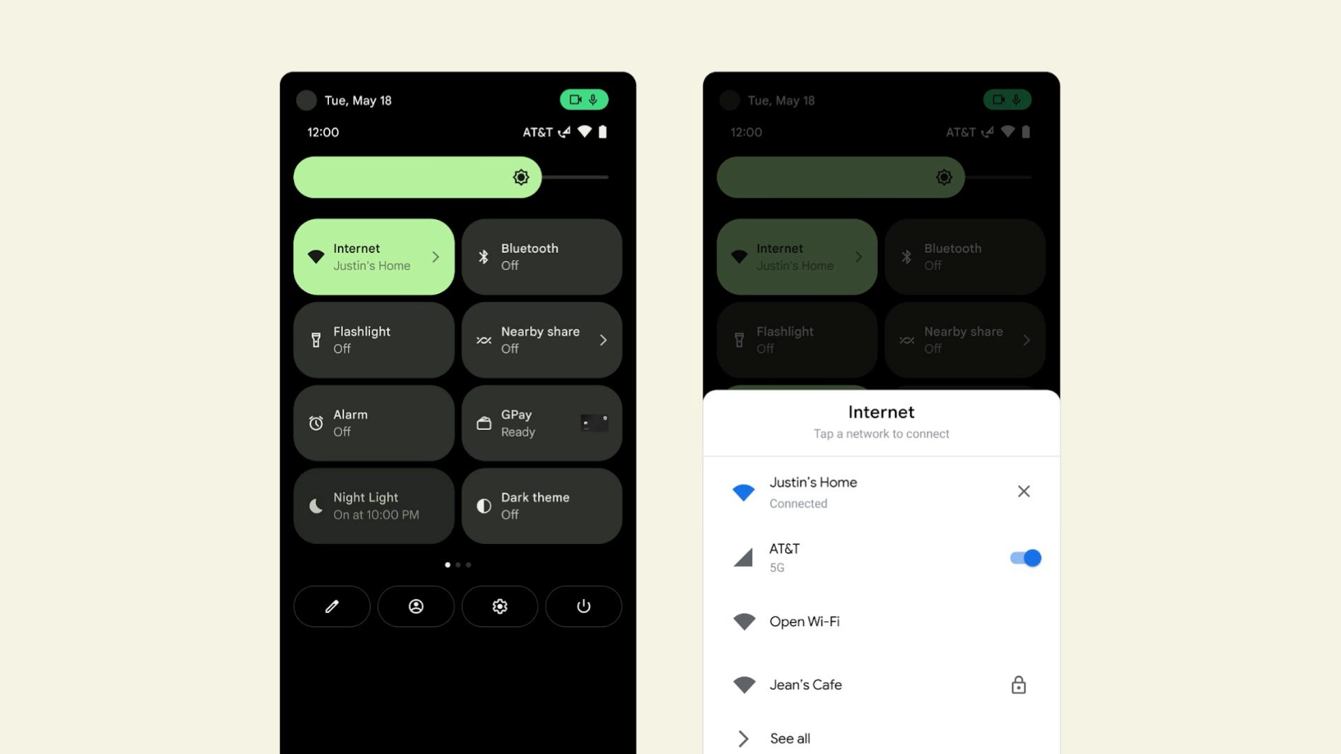 Android 12 software e WiFi attiva/disattiva