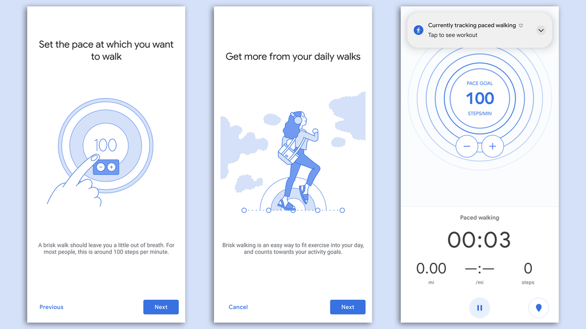 Camminata a ritmo in Google Fit.
