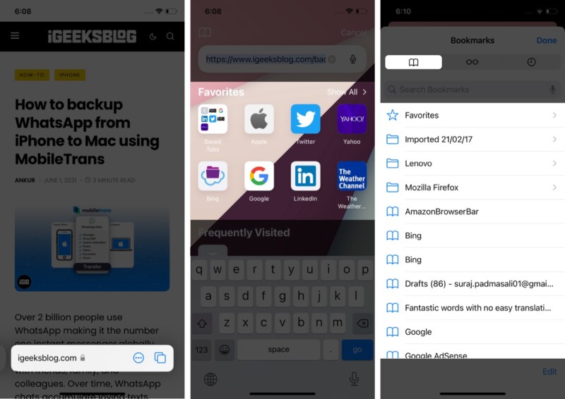 Dove sono salvati i miei segnalibri in Safari in iOS 15