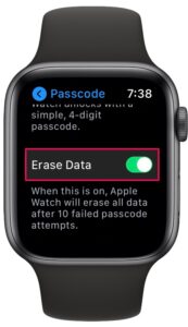 Come cancellare automaticamente Apple Watch dopo tentativi falliti di passcode