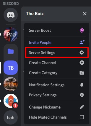 Impostazioni server Discord 1