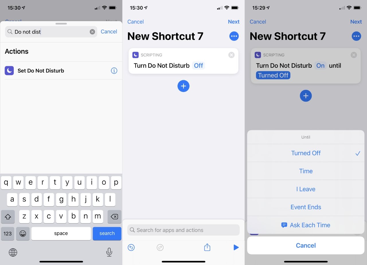 Quando le scorciatoie arrivano sul Mac, sarai in grado di impostare modi rapidi per attivare e disattivare Non disturbare, come puoi qui su iOS