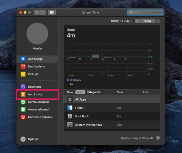 Come utilizzare il tempo di visualizzazione in MacOS a Res Trict App Usage