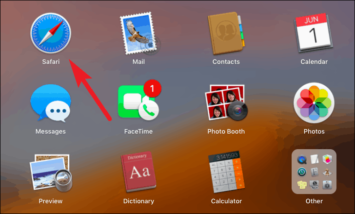 fai clic per avviare safari