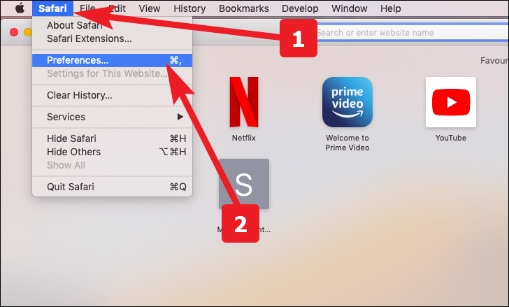 fai clic per aprire le preferenze di Safari per ripristinare le impostazioni predefinite di Safari