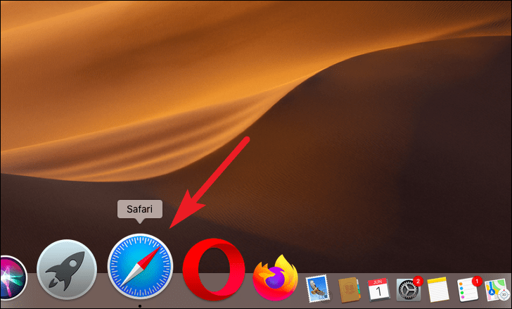 fai clic per avviare safari