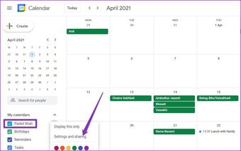 Scarica i dati di Google Calendar