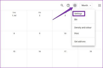 Apri impostazioni in Google Calendar