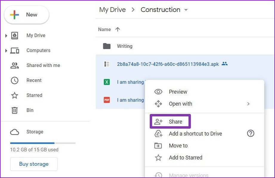 Condividi file da Google Drive