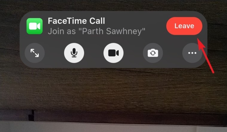 tocca leave per lasciare facetime su android