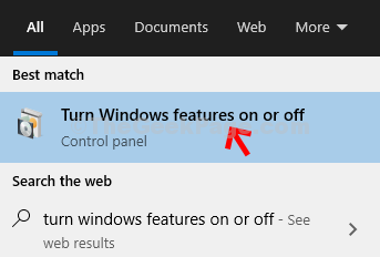 Desktop Start Attiva o disattiva le funzionalità di Windows Fai clic sul risultato