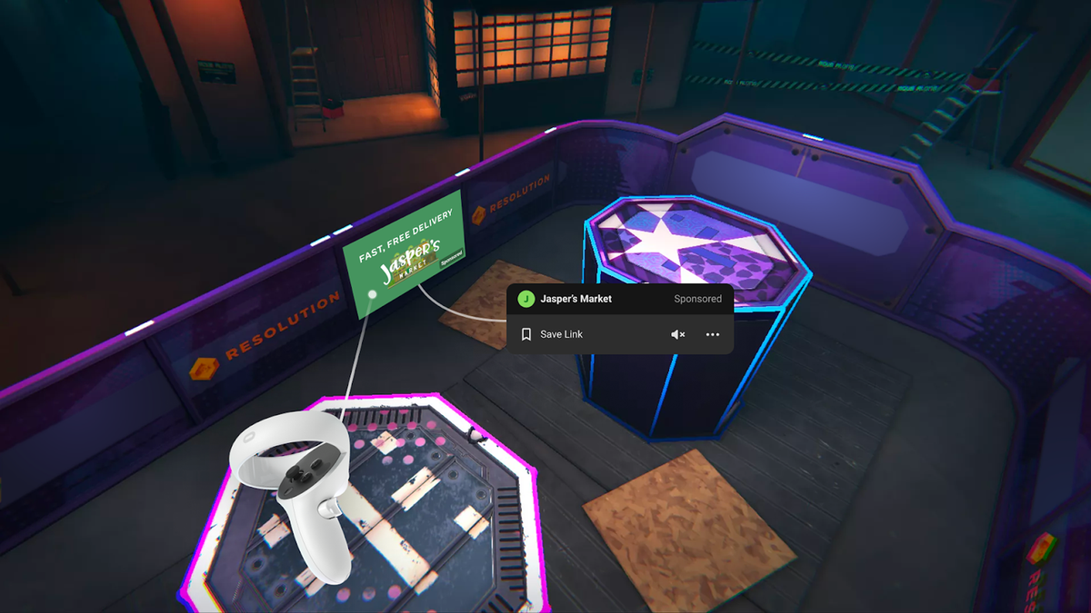 Annunci di Oculus Quest nel gioco.