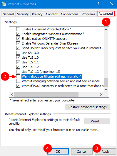 Ripristina impostazioni profilo