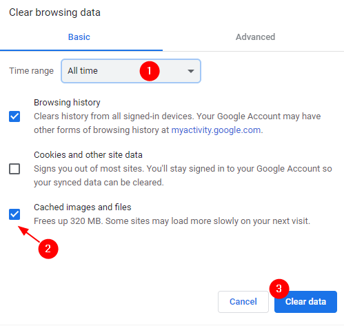 Cancella dati browser