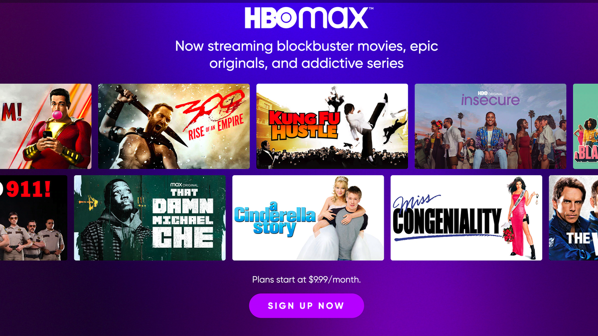 La pagina di registrazione di HBO Max.