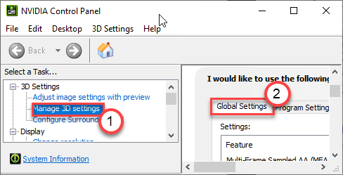 Scheda Impostazioni globali Min