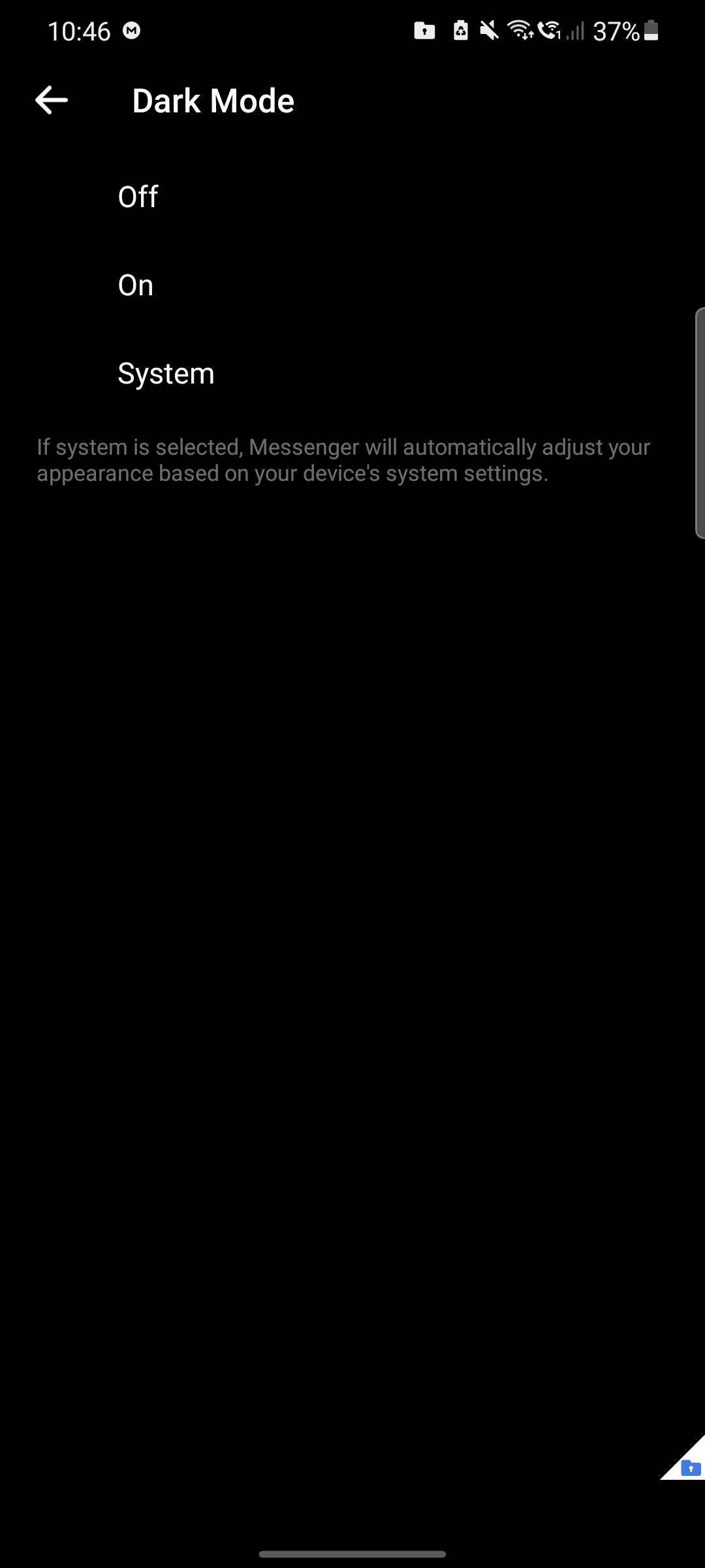 Modalità oscura automatica di Facebook Messenger