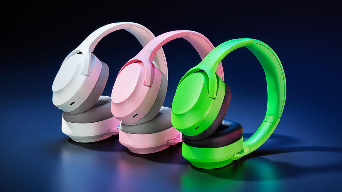 Cuffie Razer Opus X in bianco, rosa e verde