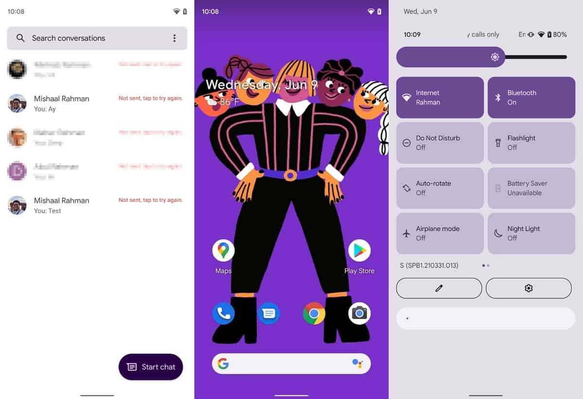 Sfondo a tema dell'interfaccia utente di Google Messaggi android 12