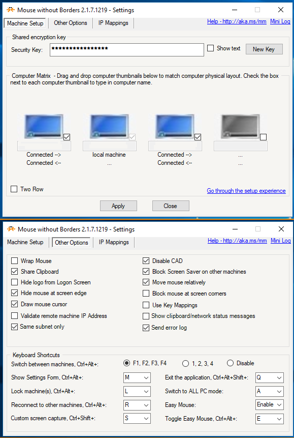 Microsoft Mouse Without Border screenshot