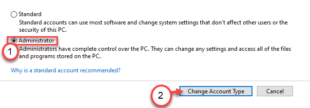 Modifica account amministratore