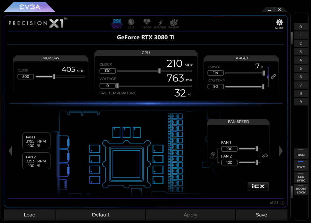 Software di overclocking EVGA Precision X1 Overclock più elevato su NVIDIA GeForce RTX 3080 Ti Founders Edition