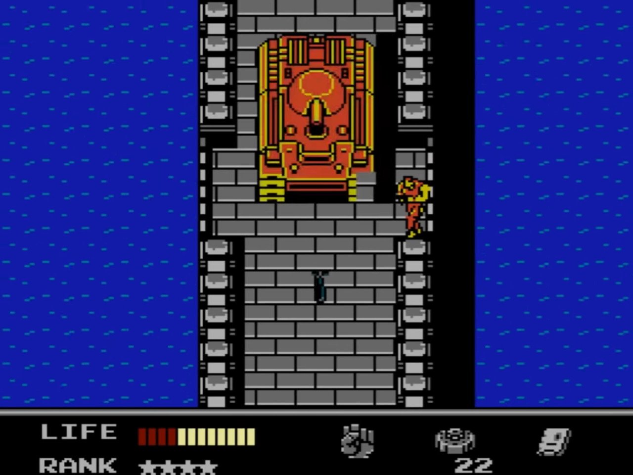 Snake's Revenge Tank on a bridge