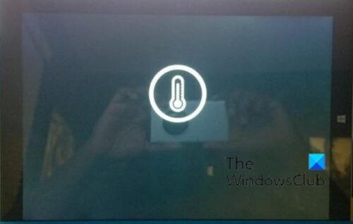 Schermo nero con icona del termometro sul dispositivo Surface