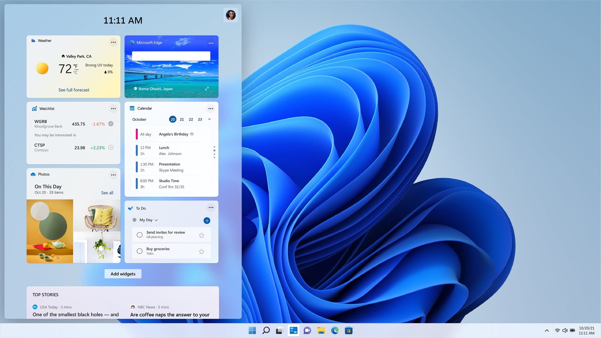 Un widget trasparente su Windows 11