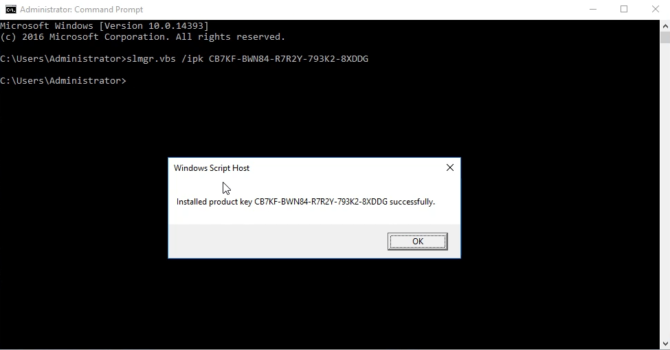 Installa chiave KMS di Windows Server 2016