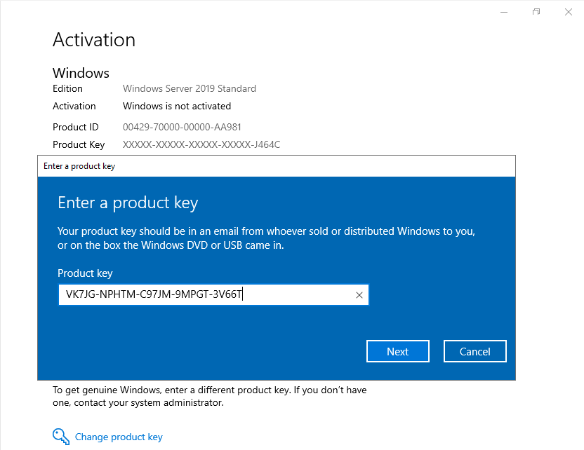 Windows Server 2019 Product Key gratuito