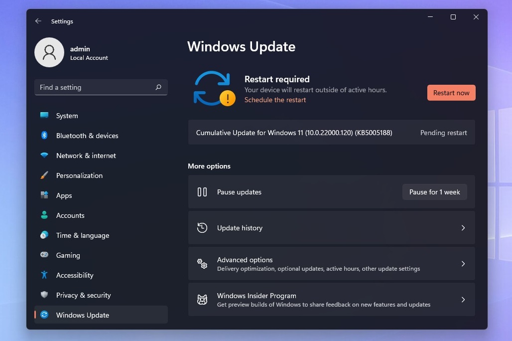 Windows 11 build 22000 120 kb5005188 viene fornito con un menu