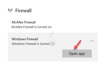 Firewall Windows Firewall Open App